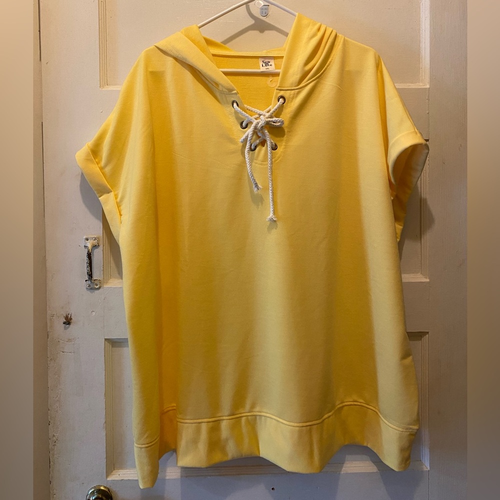 Sew In Love Sunny Yellow Lace-Up Hoodie sz 3X